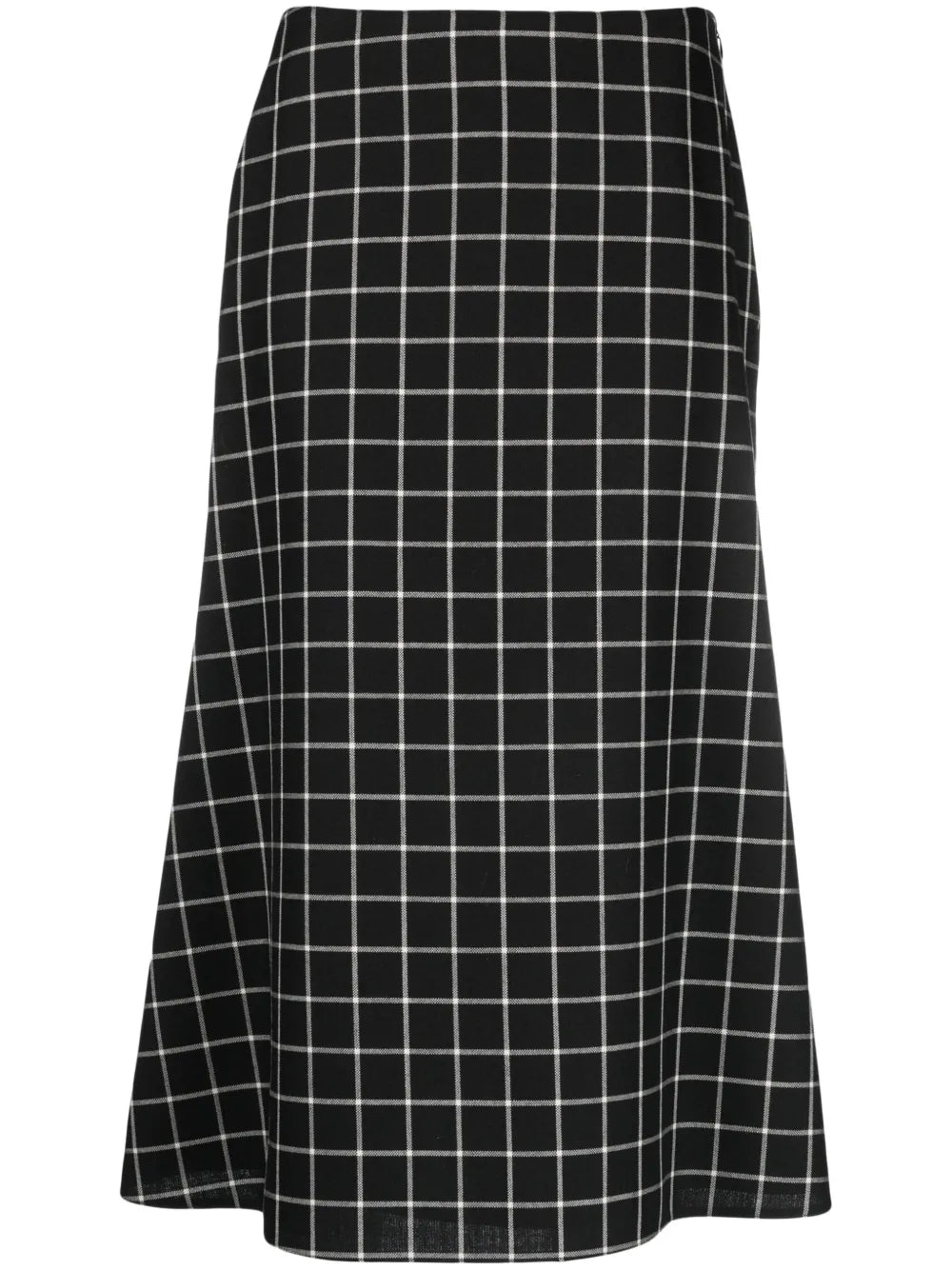 Fine-Check Wool Midi Skirt