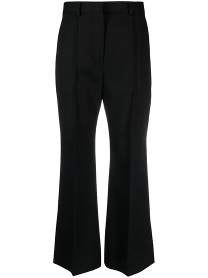 Flared Cropped Wool Trousers
