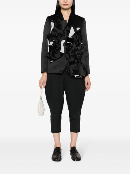 Satin Ruched-Panel Blazer