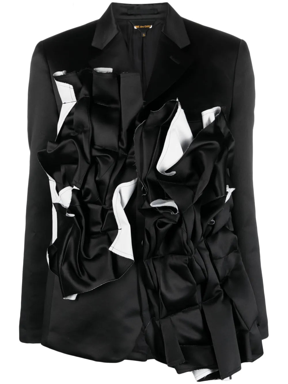 Satin Ruched-Panel Blazer