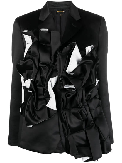 Satin Ruched-Panel Blazer