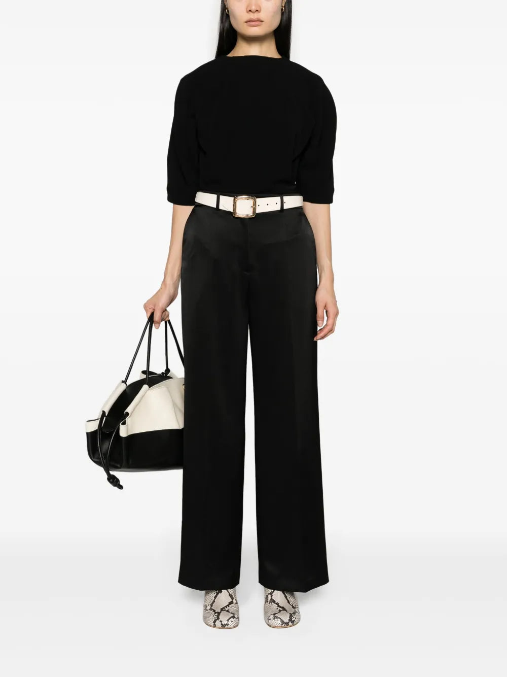 Satin-Finish Straight-Leg Trousers