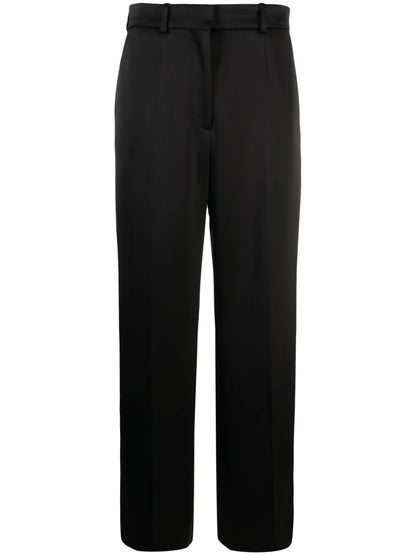 Satin-Finish Straight-Leg Trousers
