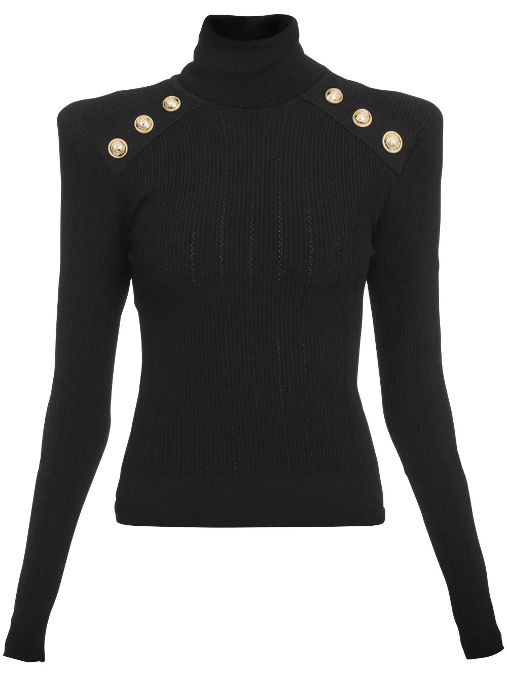 Button-Embellished Roll-Neck Jumper