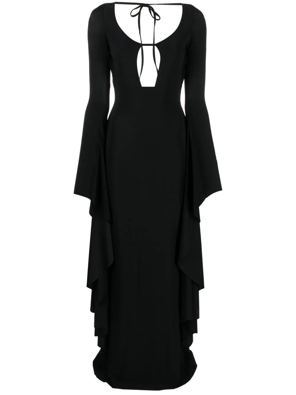 Draped Long-Sleeve Maxi Dress
