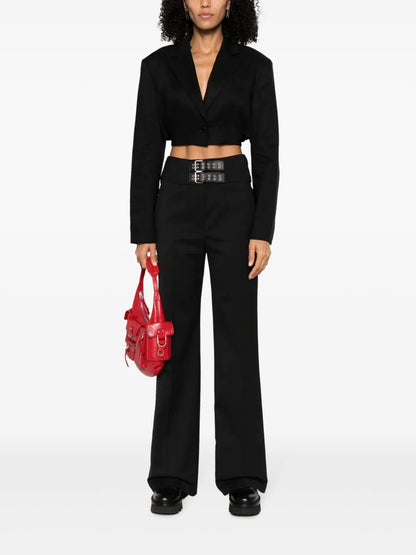 Double-Buckle Flared Trousers