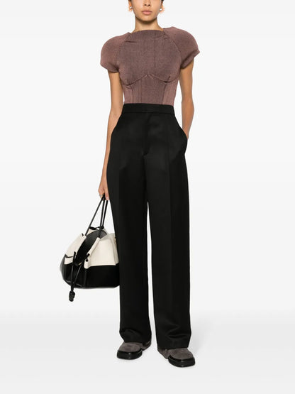 High-Waisted Wool Trousers