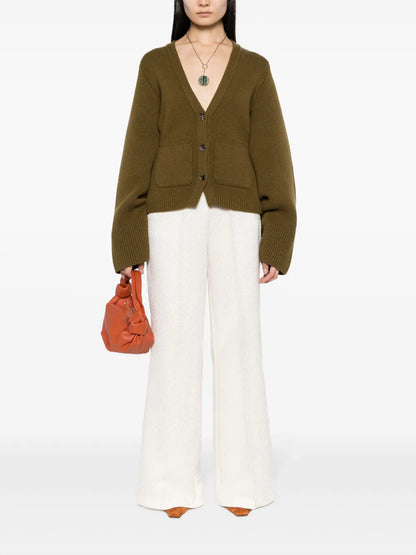 Fine-Ribbed Wide-Leg Trousers