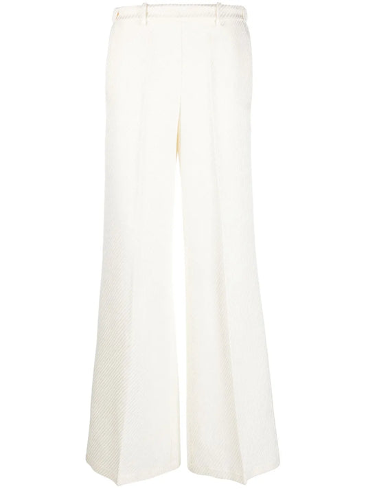Fine-Ribbed Wide-Leg Trousers