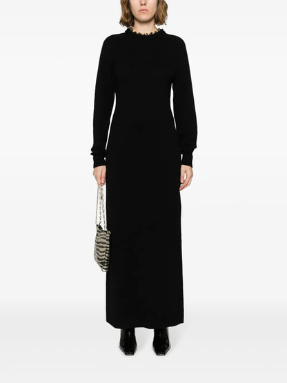 Knitted Long-Sleeve Long Dress