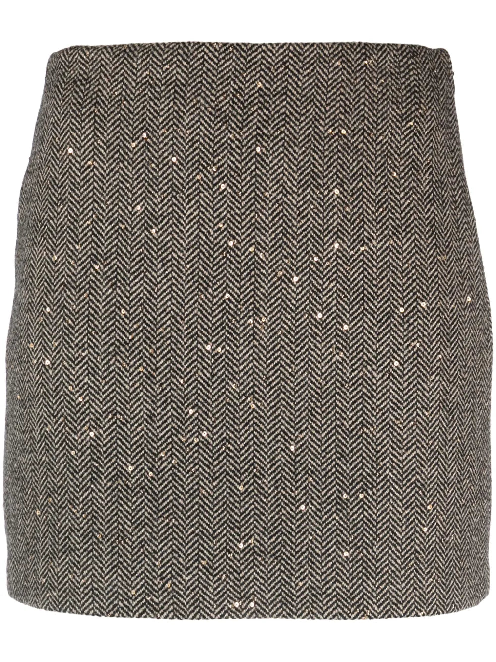 Sequin-Embellished Herringbone Miniskirt
