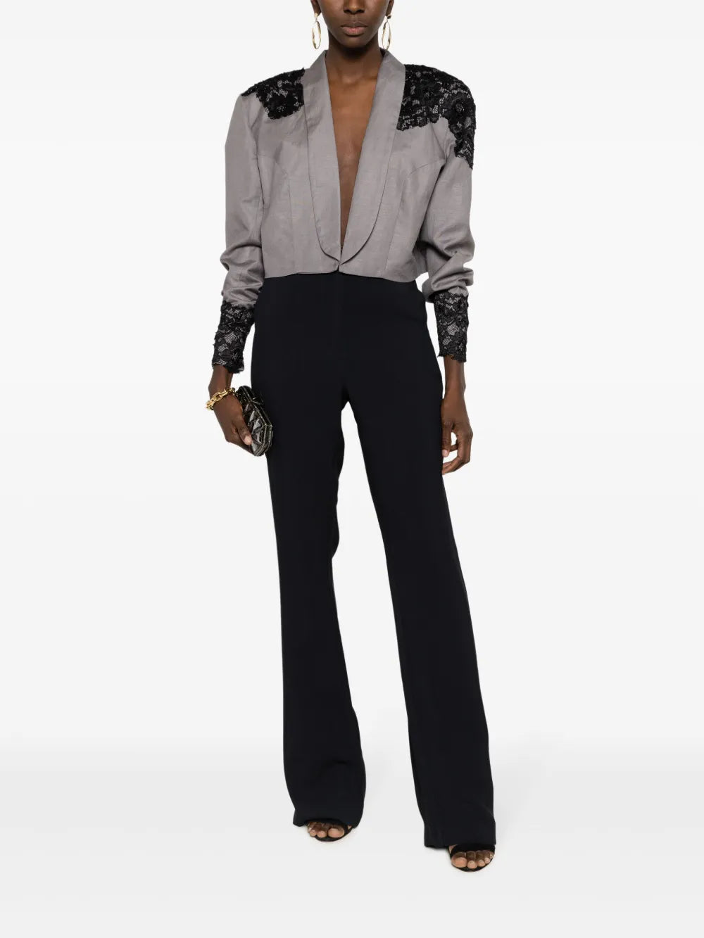Hepburn Lace-Detail Linen Blazer