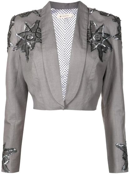 Hepburn Star-Appliqué Linen Blazer