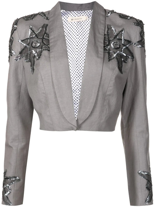 Hepburn Star-Appliqué Linen Blazer