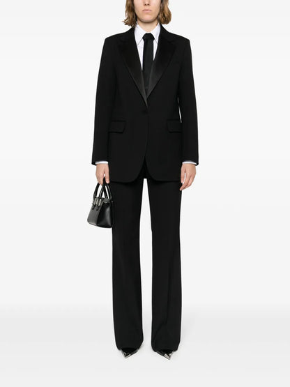Single-Breasted Satin-Lapels Blazer