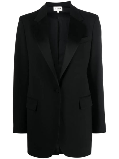 Single-Breasted Satin-Lapels Blazer
