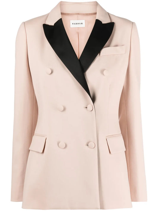 Contrasting-Lapels Virgin Wool Blazer