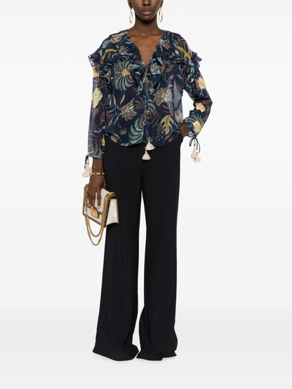 Afrodite Floral-Print Ruffled Blouse