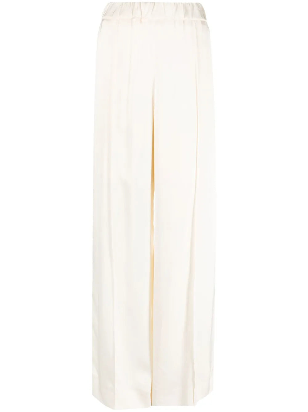 Pressed-Crease Elasticated-Waist Flared Trousers