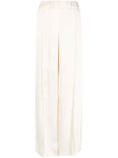 Pressed-Crease Elasticated-Waist Flared Trousers