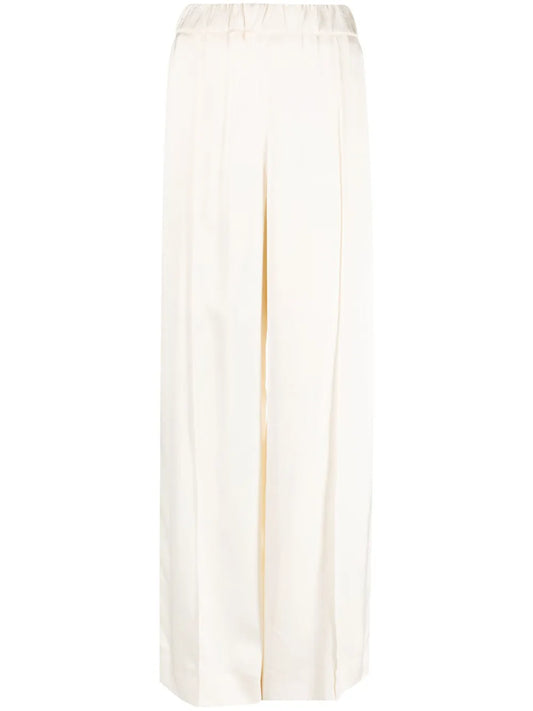 Pressed-Crease Elasticated-Waist Flared Trousers