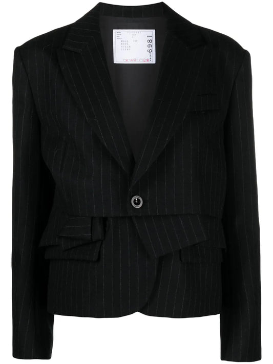 Chalk Pinstriped Wool Blazer