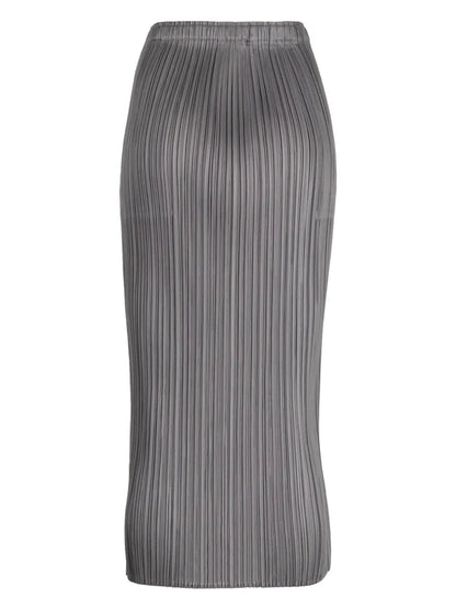 Plissé High-Waist Midi Skirt