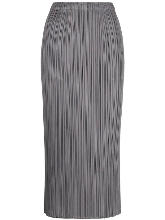 Plissé High-Waist Midi Skirt