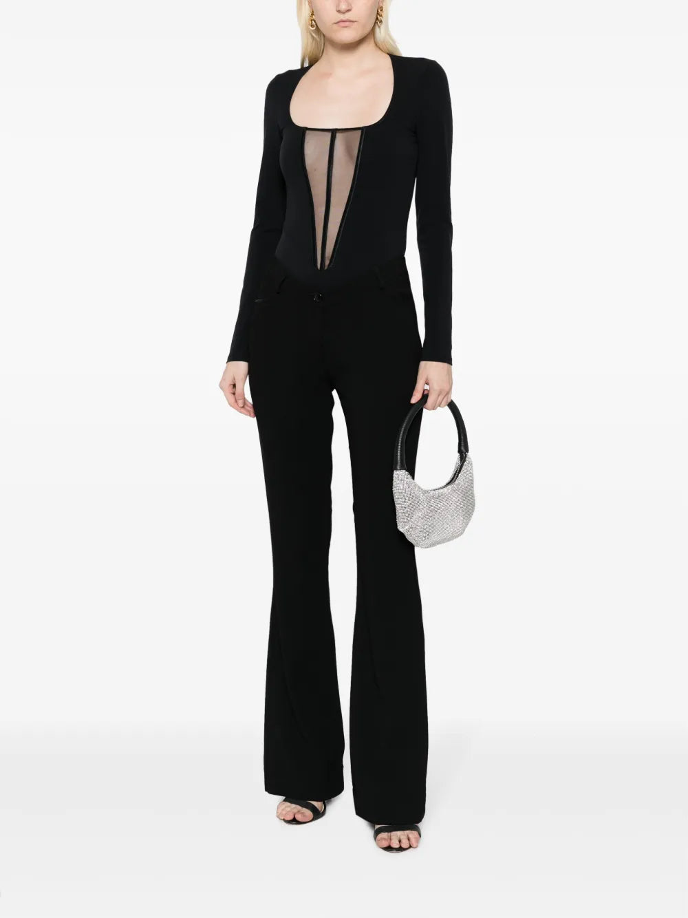 Mesh-Panelled Jersey Bodysuit