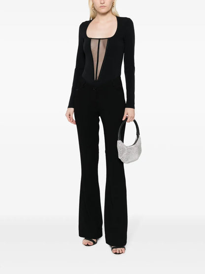 Mesh-Panelled Jersey Bodysuit