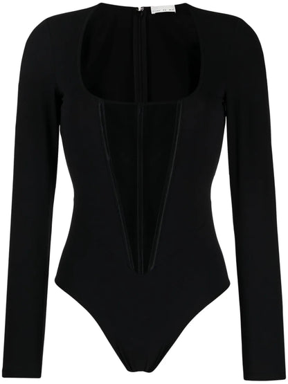 Mesh-Panelled Jersey Bodysuit