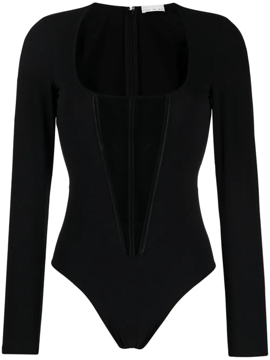 Mesh-Panelled Jersey Bodysuit