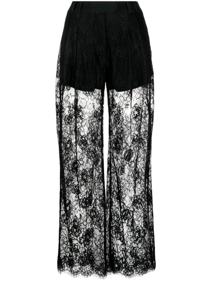 Wide-Leg Lace Trousers