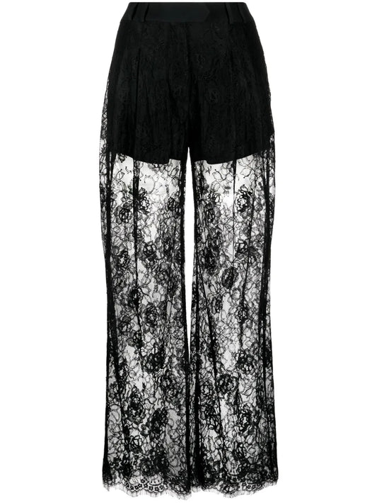 Wide-Leg Lace Trousers