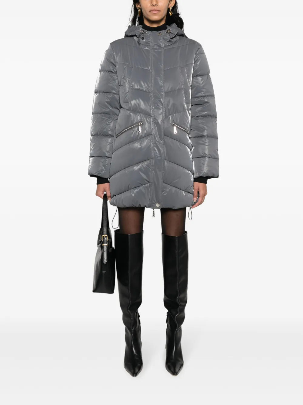 Logo-Plaque Hooded Padded Coat
