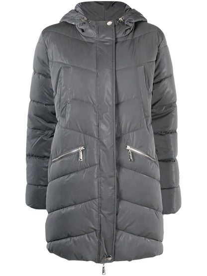 Logo-Plaque Hooded Padded Coat
