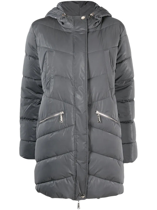 Logo-Plaque Hooded Padded Coat
