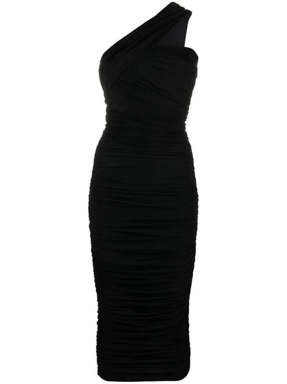 Tazia Ruched One-Shoulder Midi Dress