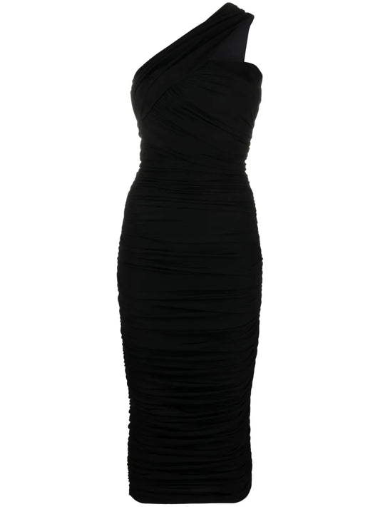 Tazia Ruched One-Shoulder Midi Dress