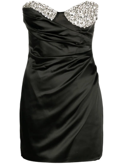 Crystal-Embellished Draped Minidress