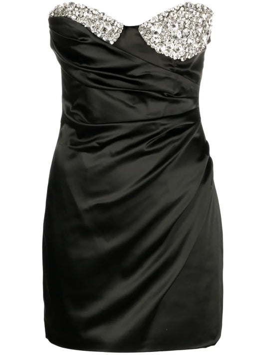Crystal-Embellished Draped Minidress