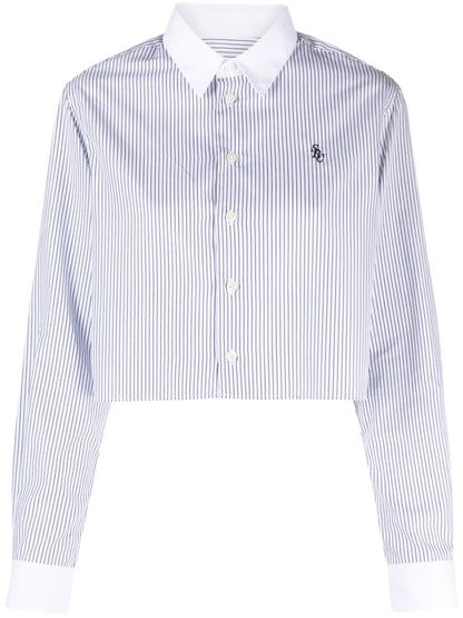 Striped Cotton Cropped Shirt