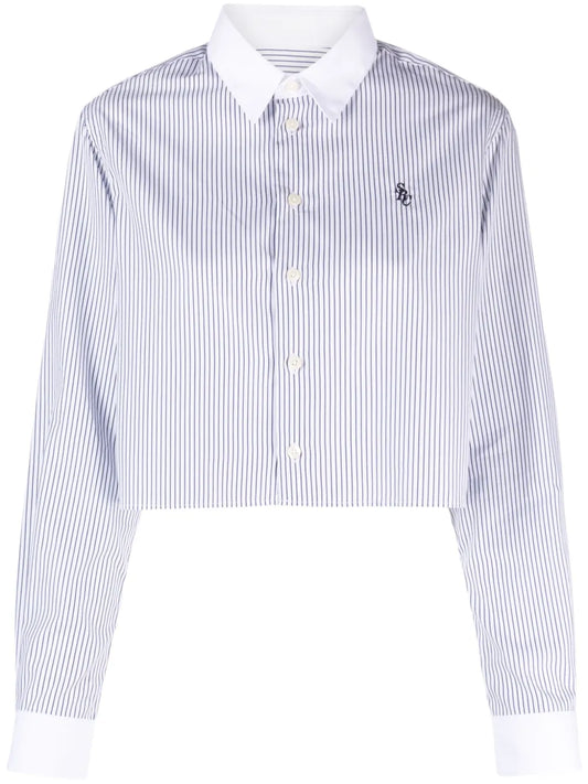 Striped Cotton Cropped Shirt