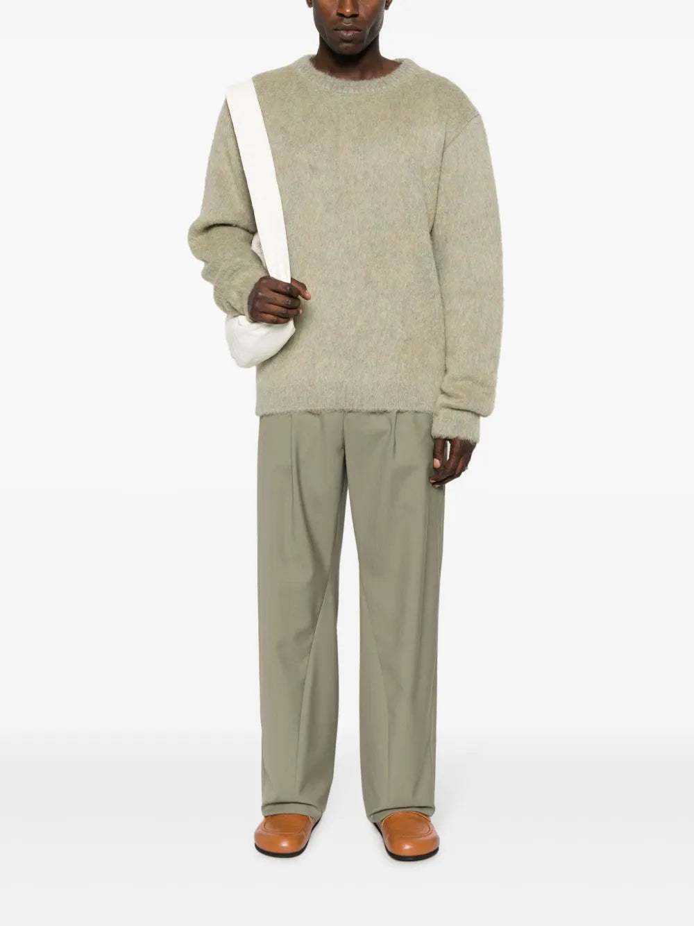 Crew-Neck Brushed-Effect Jumper