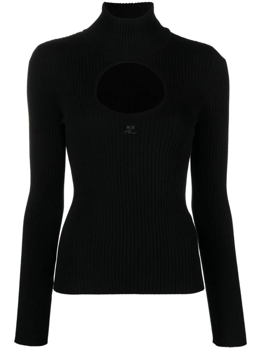 Logo-Embroidered Cut-Out Jumper