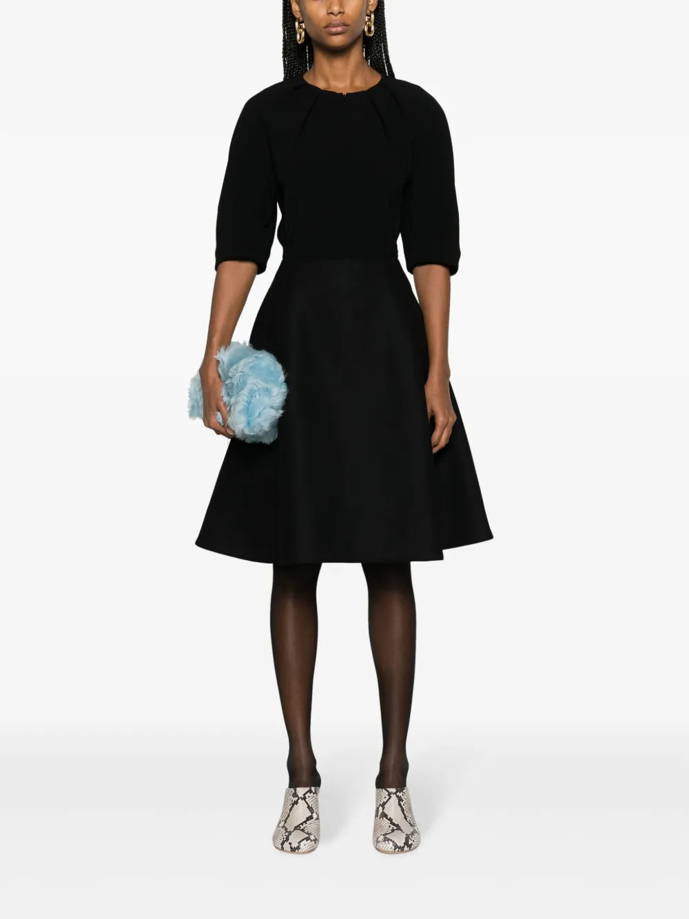 High-Waisted Pleat-Detail Midi Skirt