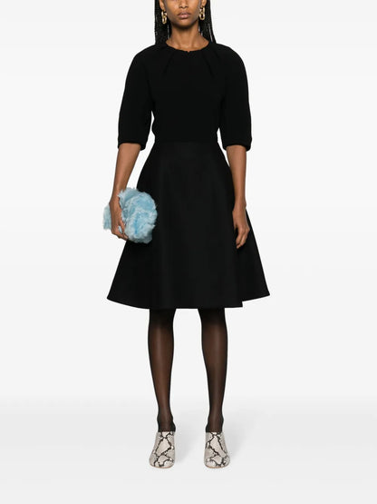 High-Waisted Pleat-Detail Midi Skirt