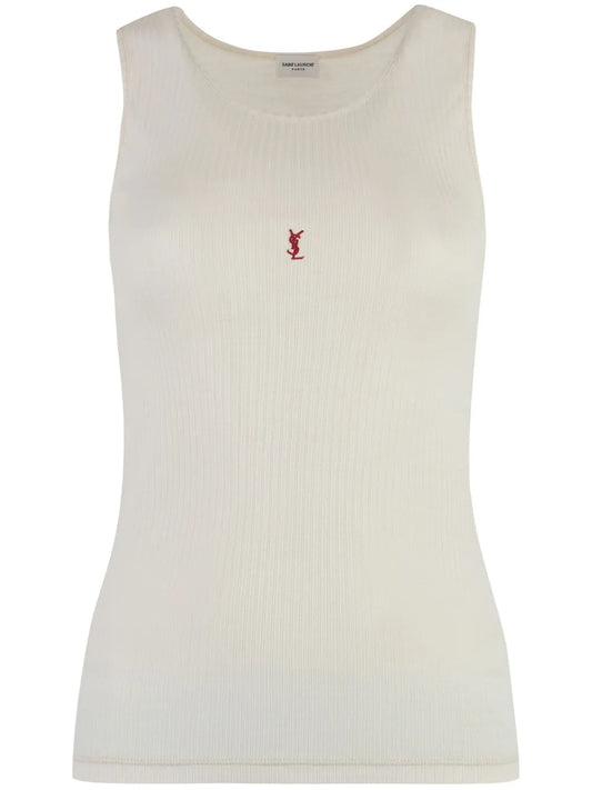 Logo-Embroidered Wool Tank Top