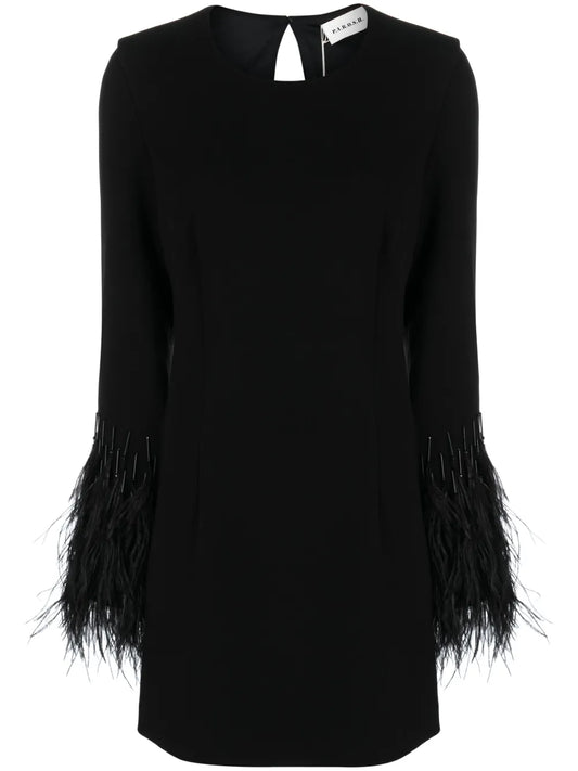 Feather-Detail Cut-Out Minidress
