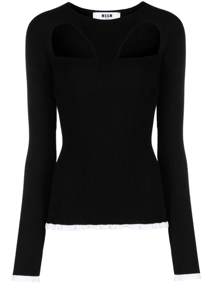 Logo-Intarsia Cut-Out Jumper